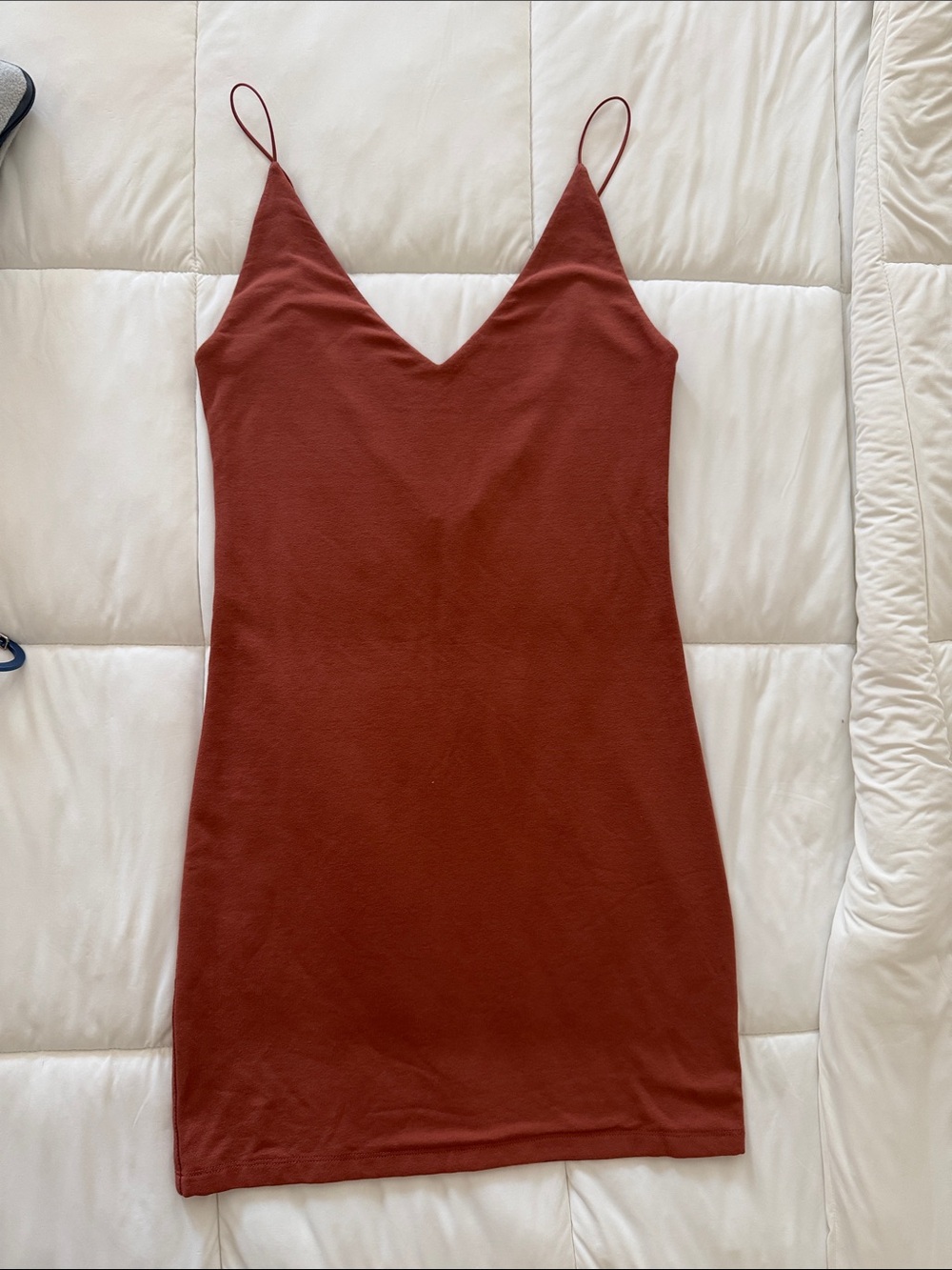 Wilfred Free Rust Brown Slip Mini Dress with Spaghetti Straps